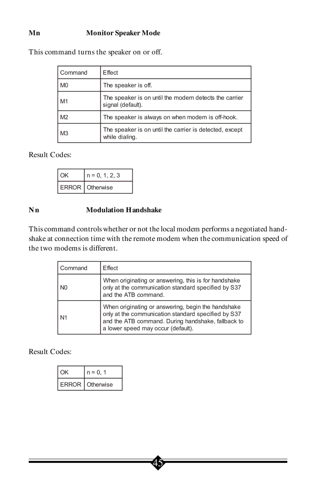 Actiontec electronic 56K V.90 manual This command turns the speaker on or off, Modulation Handshake 