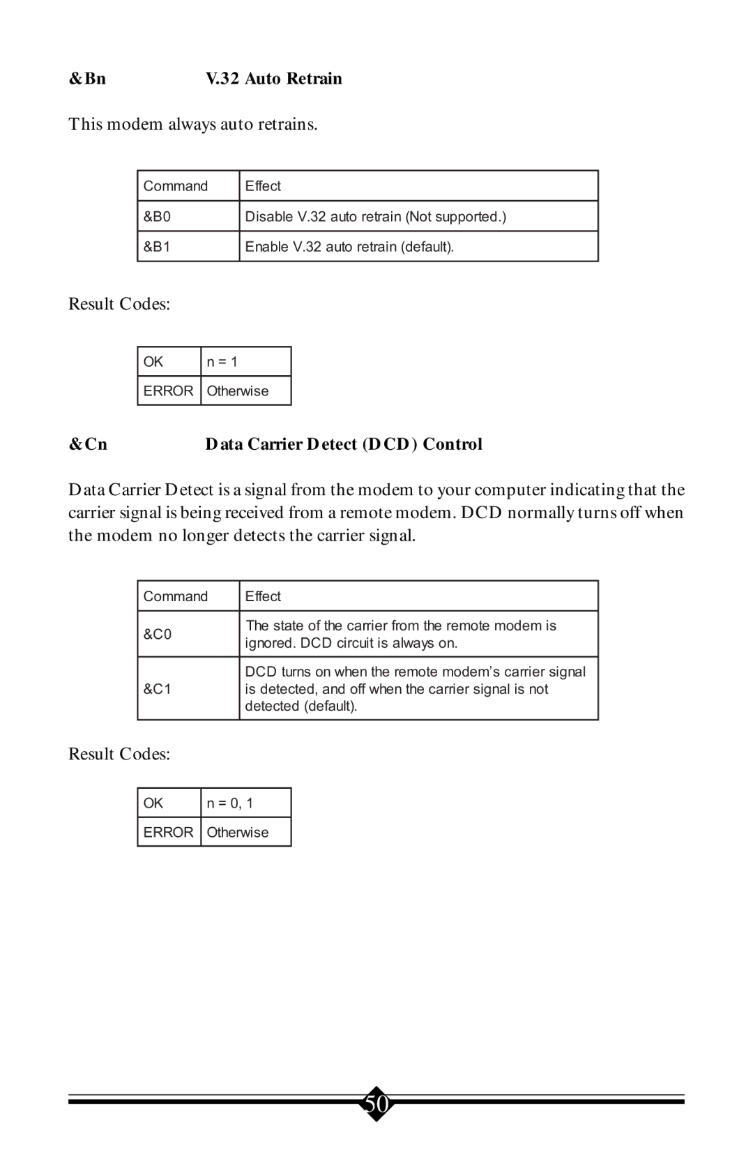 Actiontec electronic 56K V.90 manual Auto Retrain, Data Carrier Detect DCD Control 