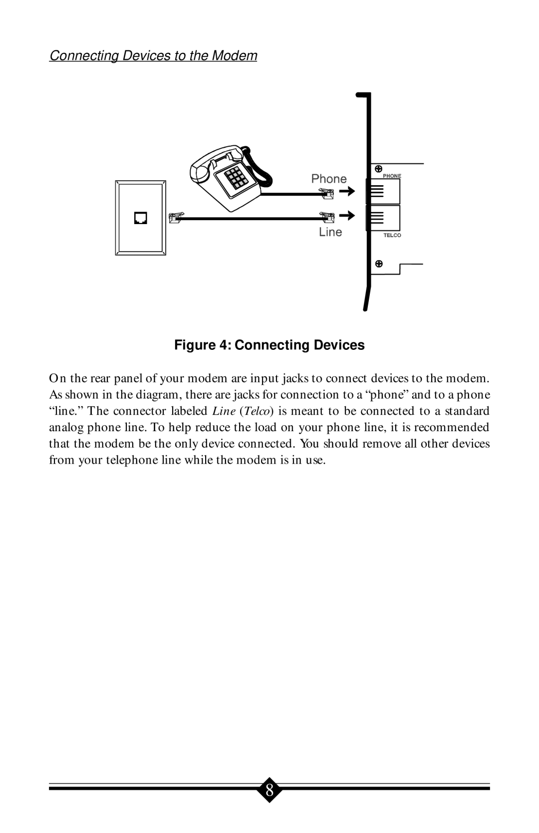 Actiontec electronic 56K V.90 manual Connecting Devices to the Modem 