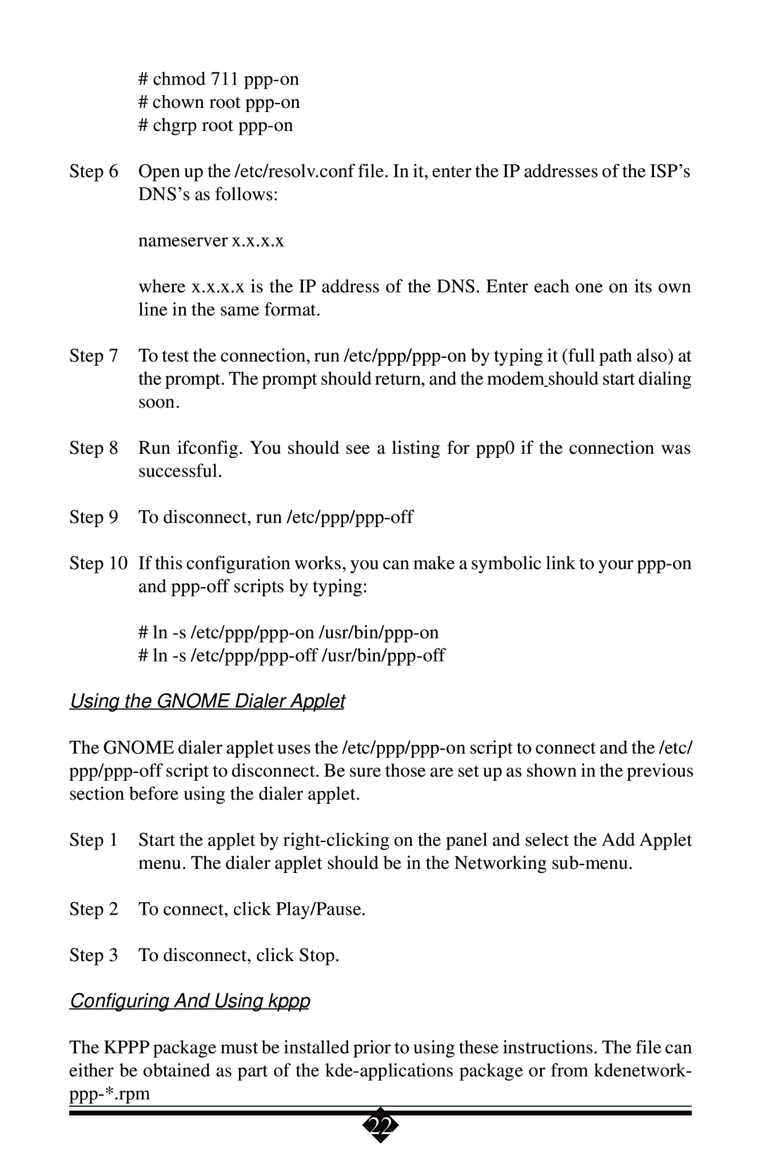 Actiontec electronic 56K manual Using the Gnome Dialer Applet, Configuring And Using kppp 