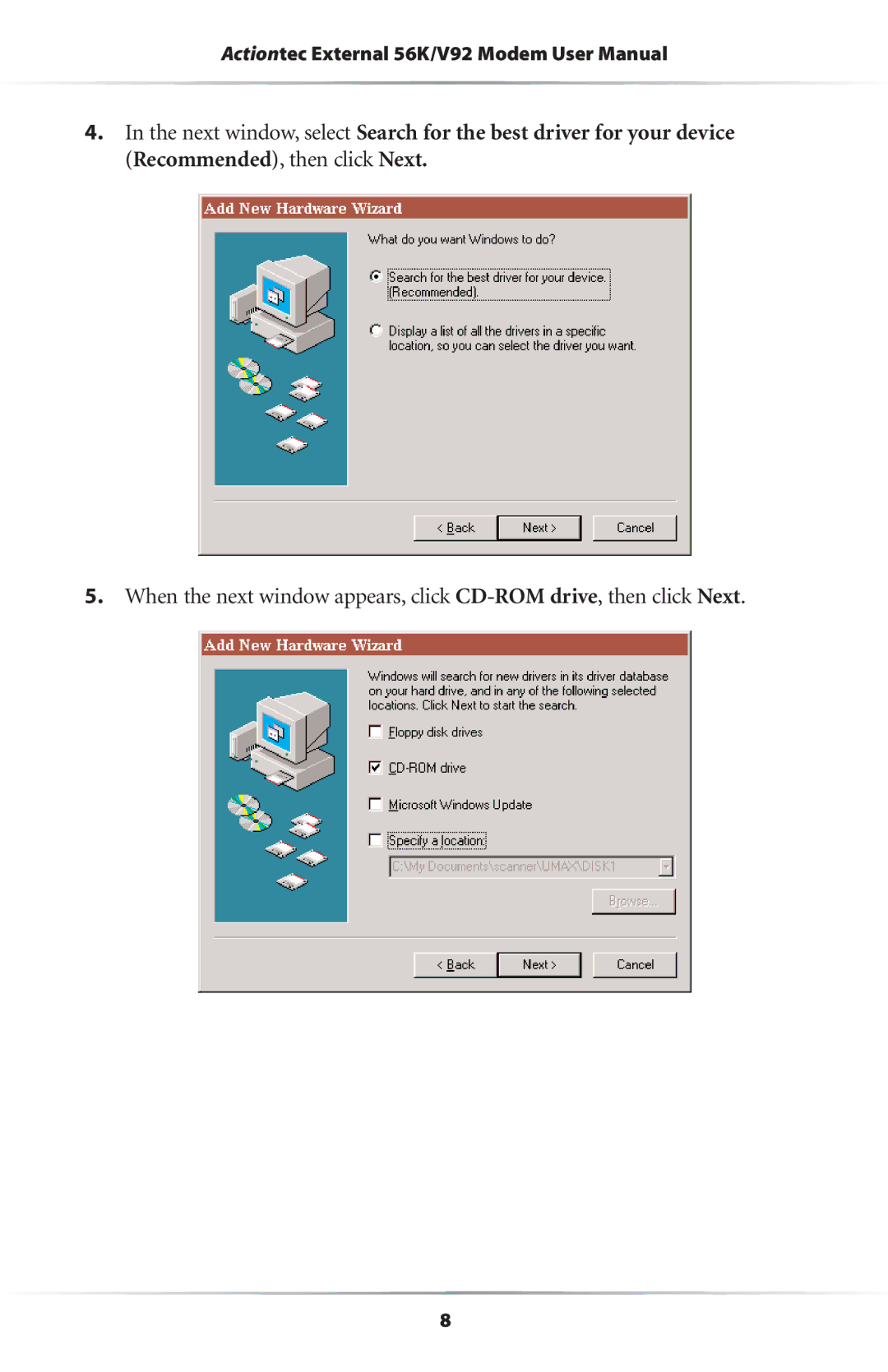 Actiontec electronic 56K/V.92 user manual 