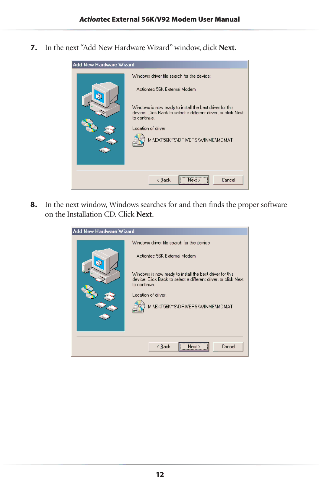 Actiontec electronic 56K/V.92 user manual 