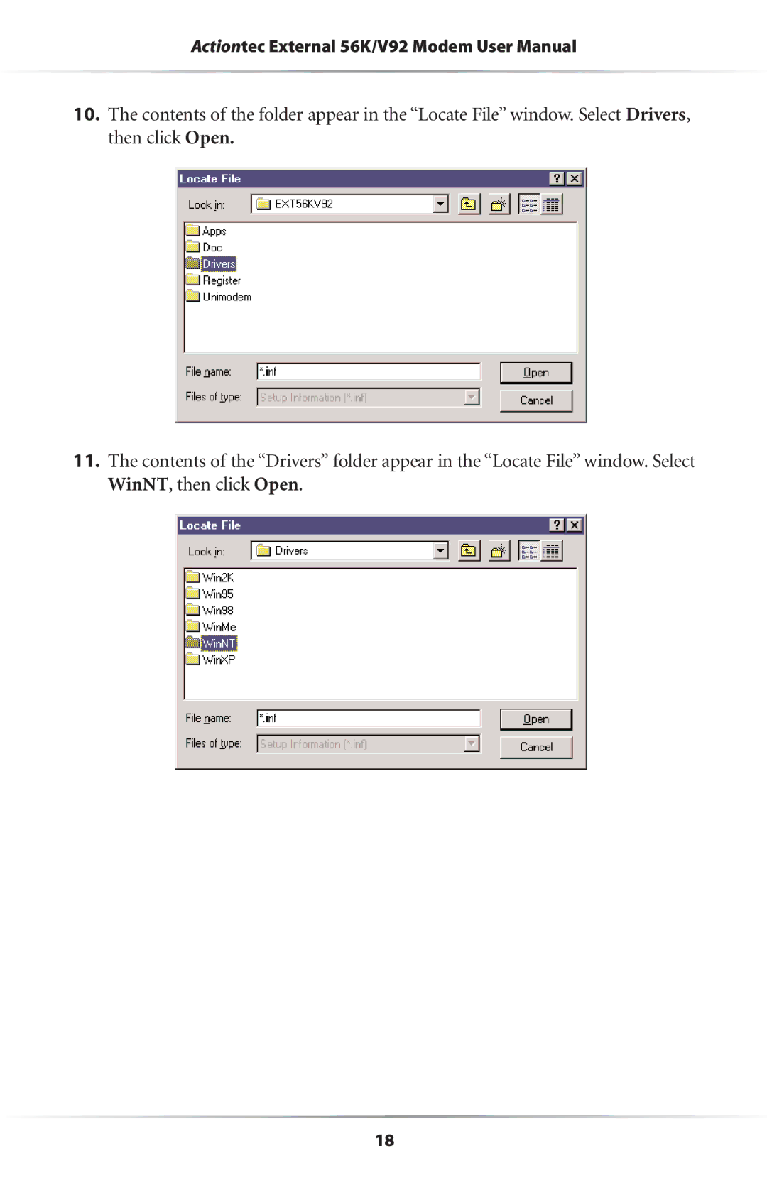 Actiontec electronic 56K/V.92 user manual 