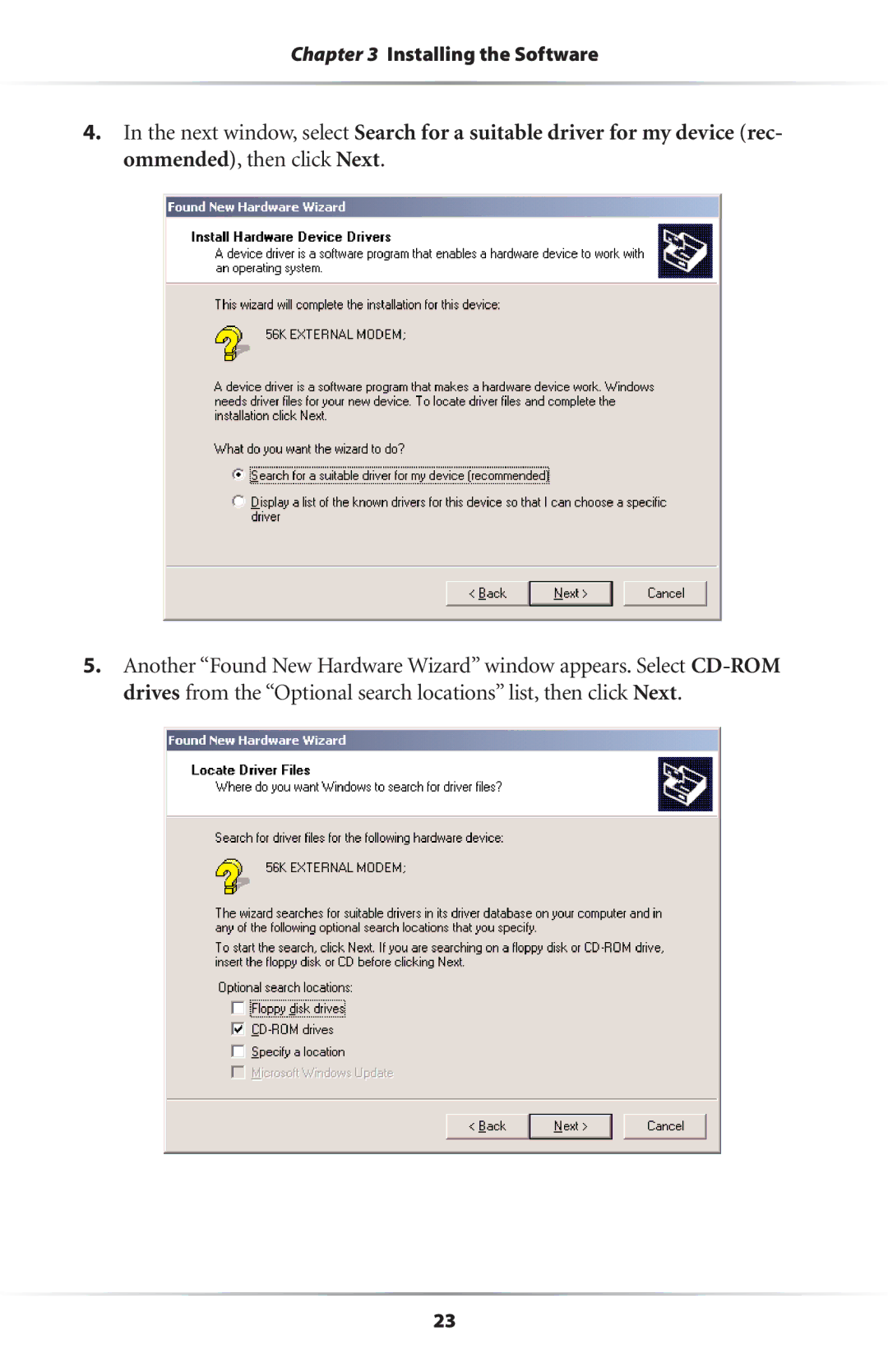 Actiontec electronic 56K/V.92 user manual Installing the Software 