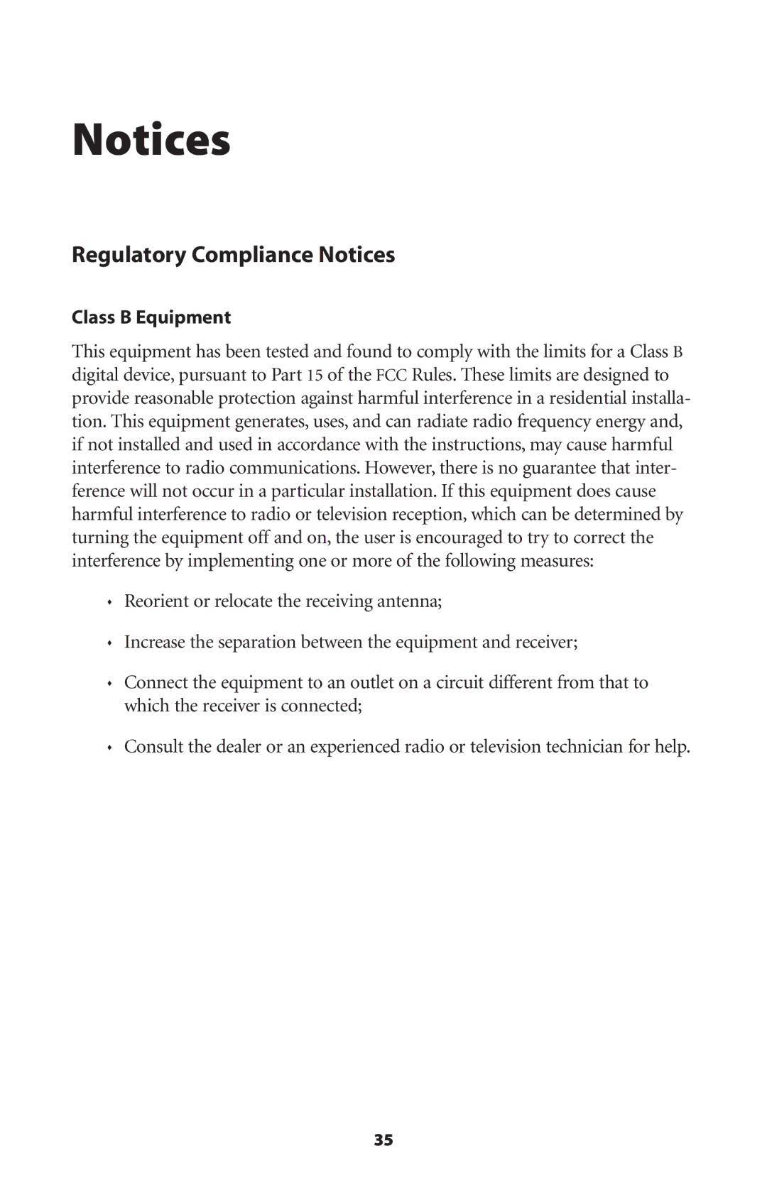 Actiontec electronic 56K/V.92 user manual Regulatory Compliance Notices, Class B Equipment 