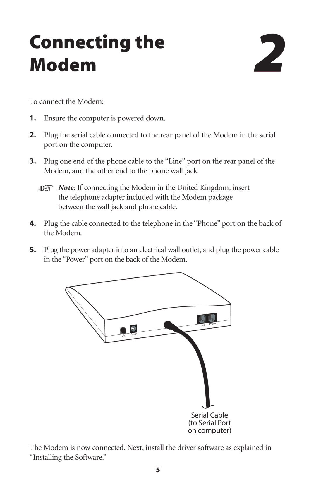 Actiontec electronic 56K/V.92 user manual Connecting Modem, Serial Cable 