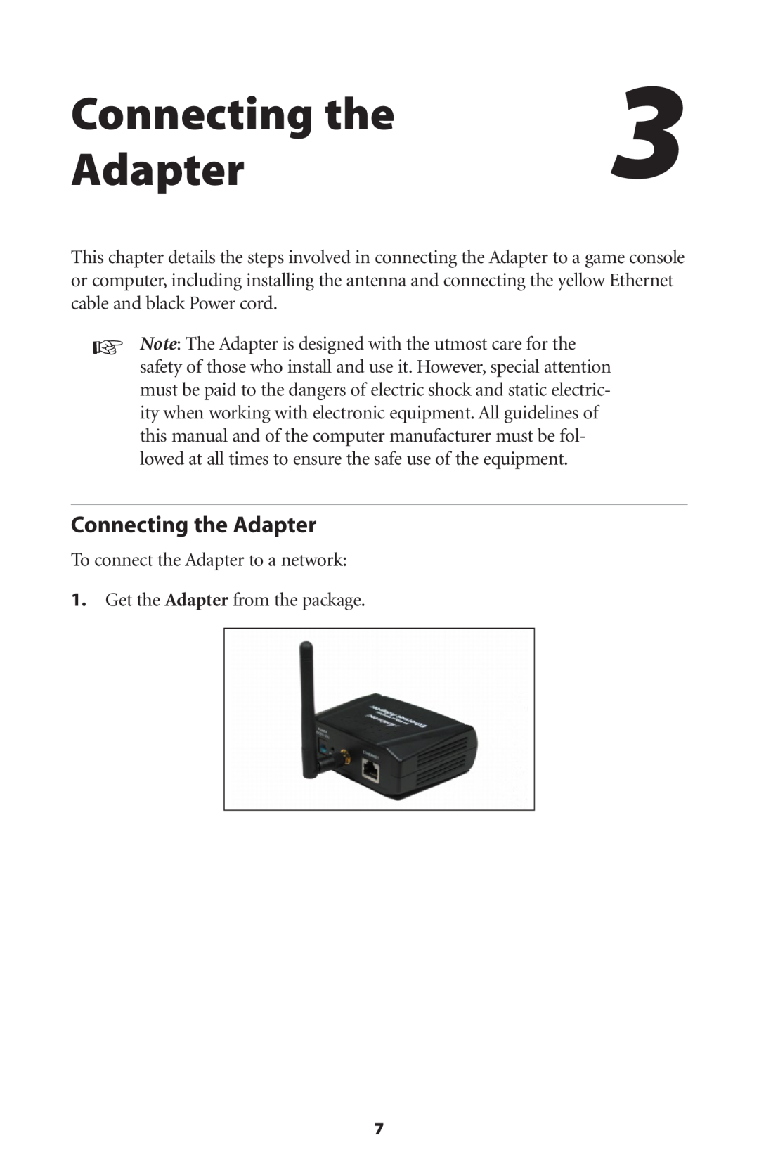 Actiontec electronic 802EAG user manual Connecting the Adapter 