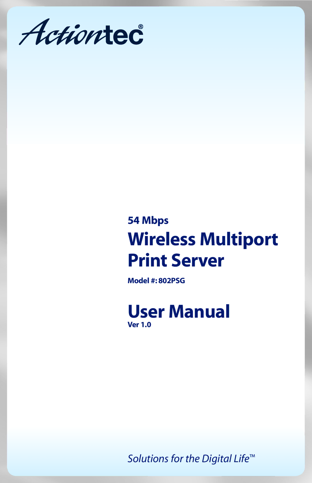 Actiontec electronic 802PSG user manual Wireless Multiport Print Server 