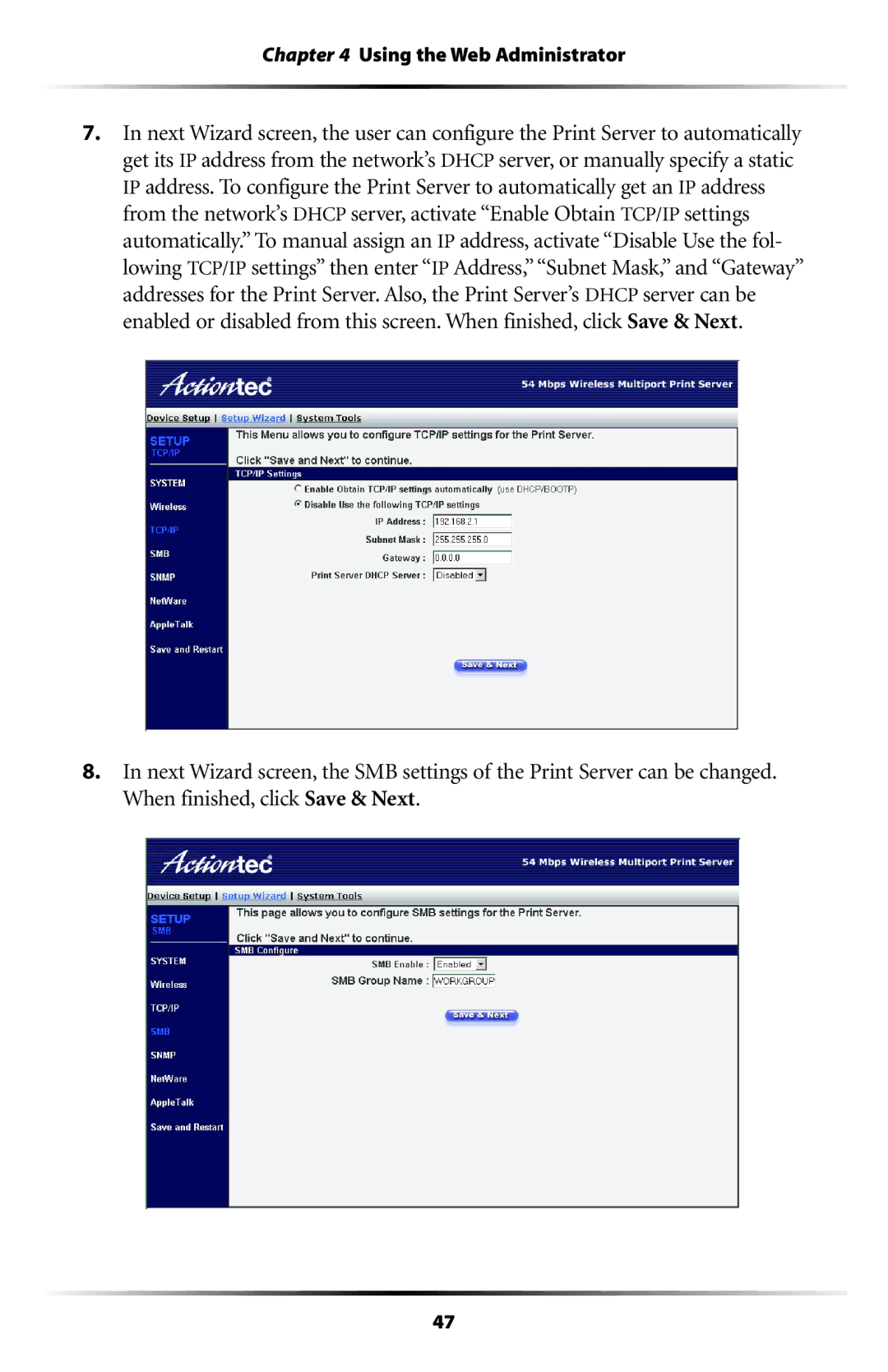 Actiontec electronic 802PSG user manual Using the Web Administrator 