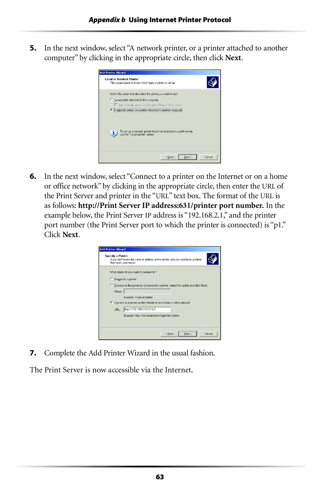 Actiontec electronic 802PSG user manual Appendix b Using Internet Printer Protocol 