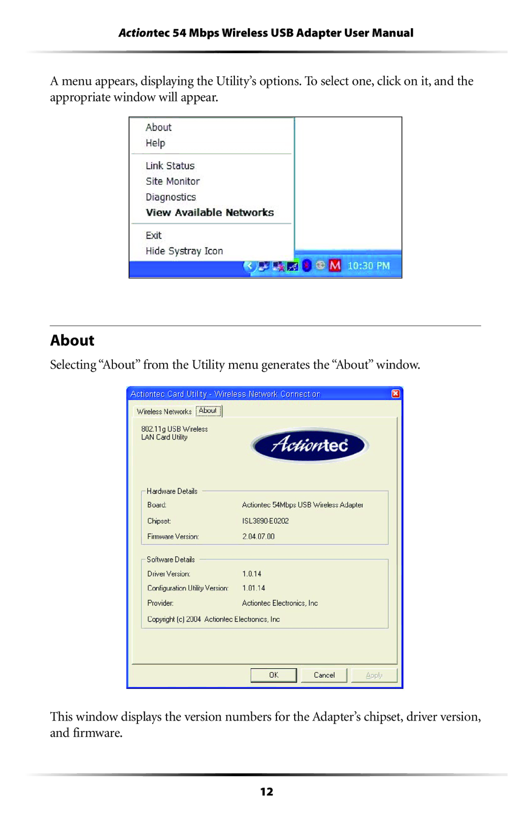 Actiontec electronic 802UIG user manual About 