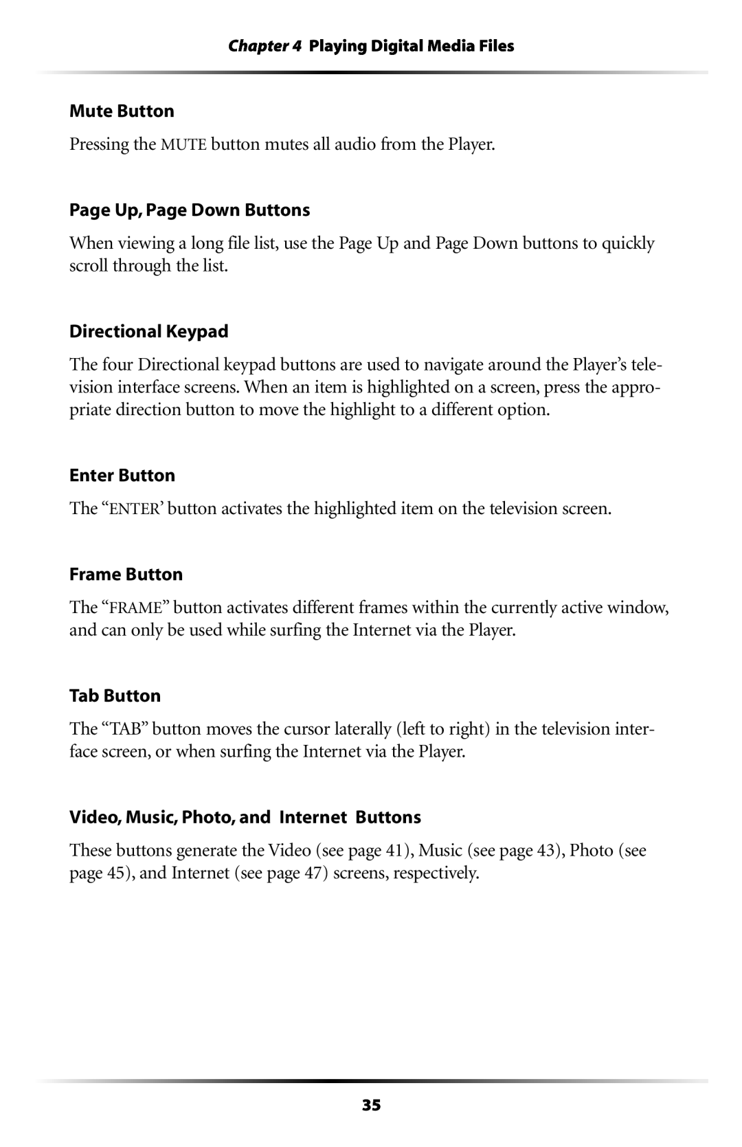 Actiontec electronic DMP011000-01 user manual Playing Digital Media Files 