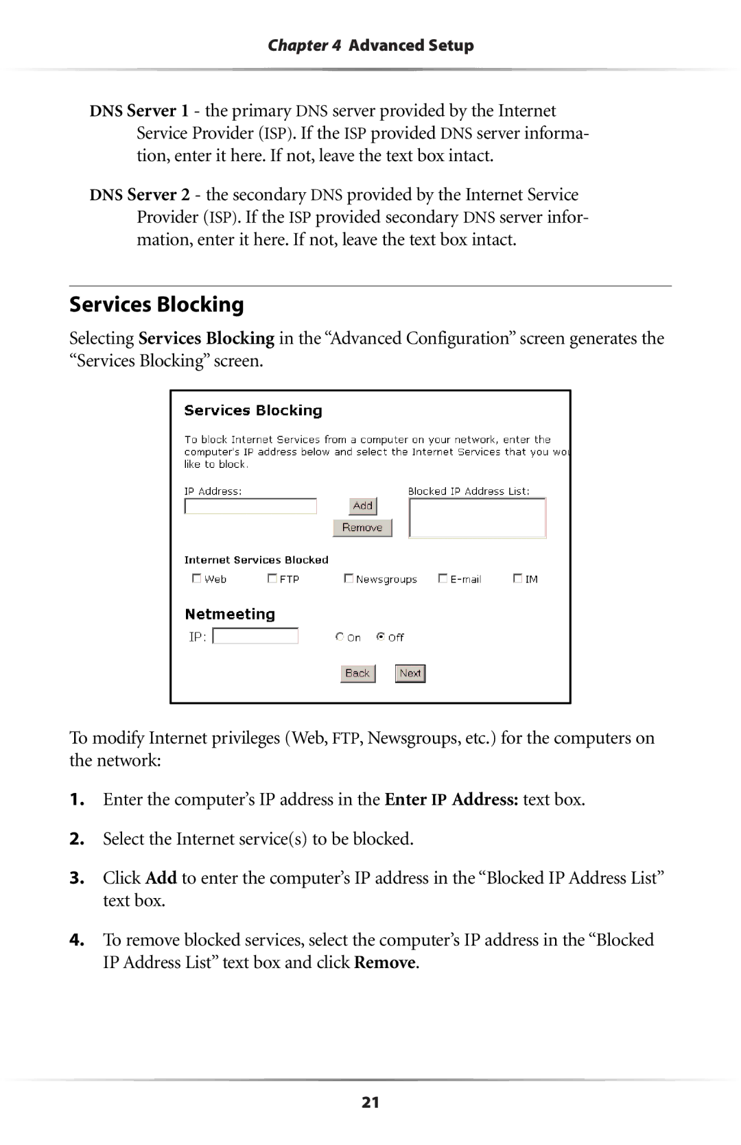 Actiontec electronic GE344000-01 user manual Services Blocking 