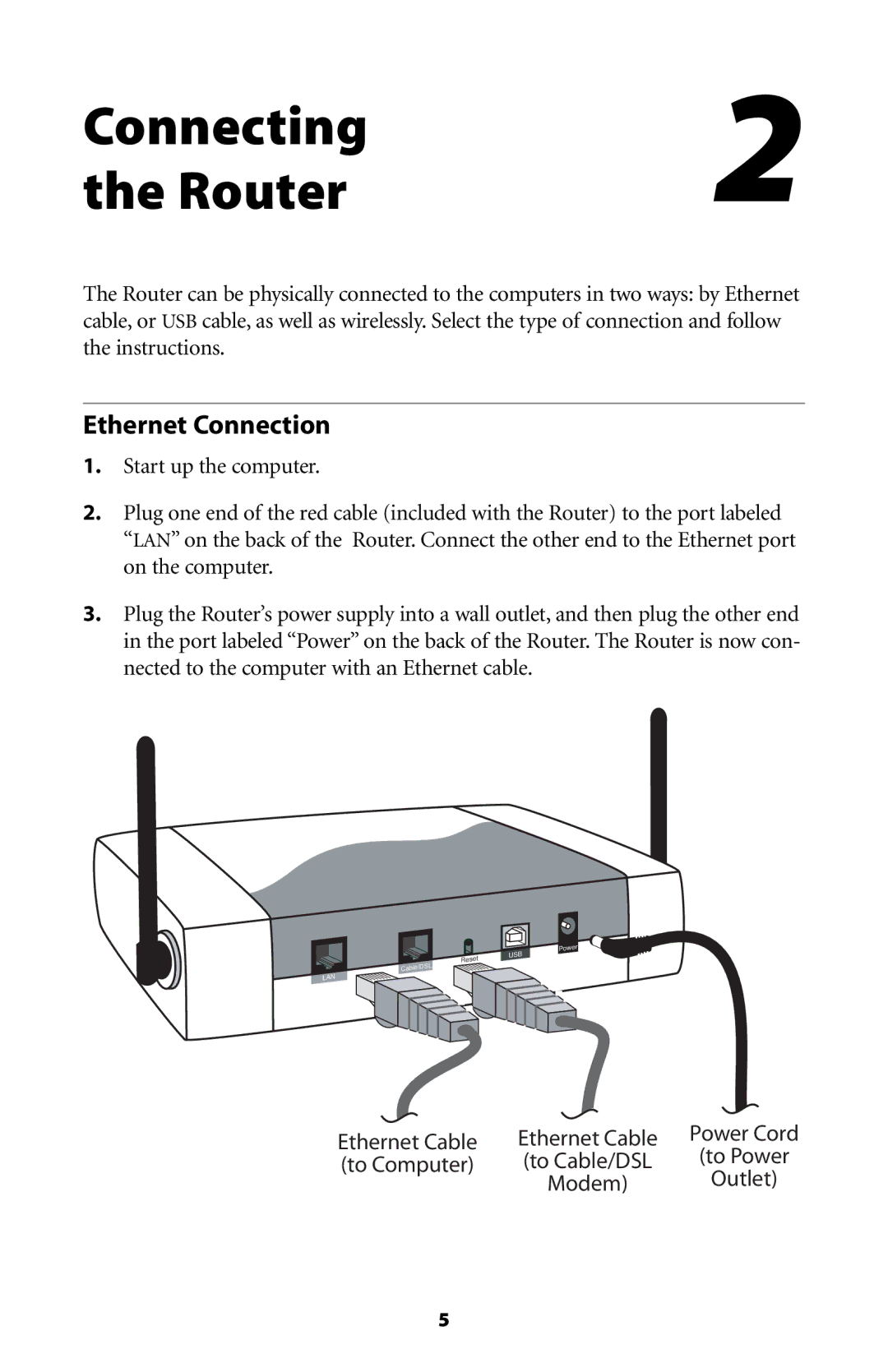 Actiontec electronic GE344000-01 user manual Connecting Router, Ethernet Connection 