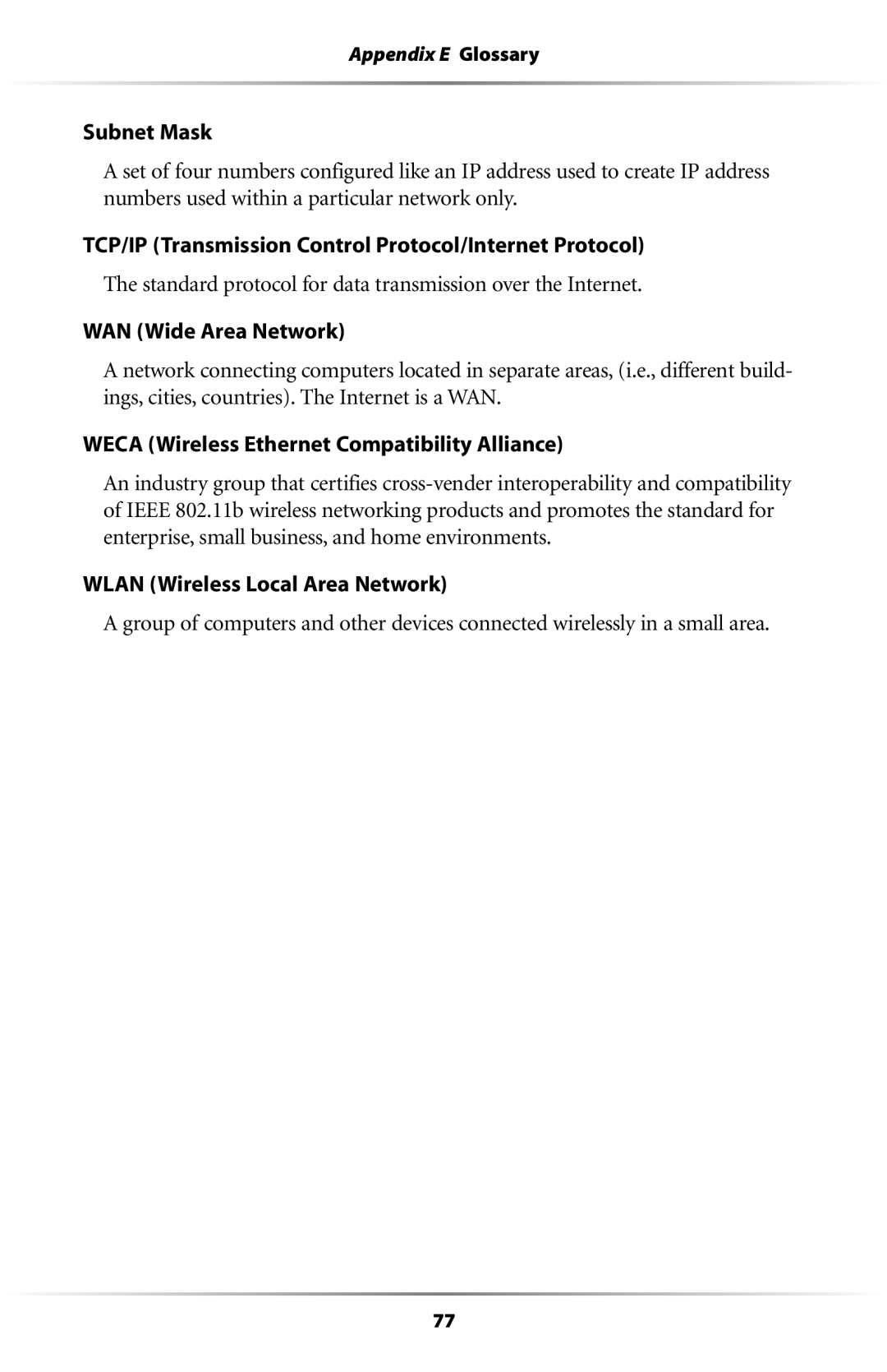 Actiontec electronic GE344000-01 user manual Subnet Mask, TCP/IP Transmission Control Protocol/Internet Protocol 