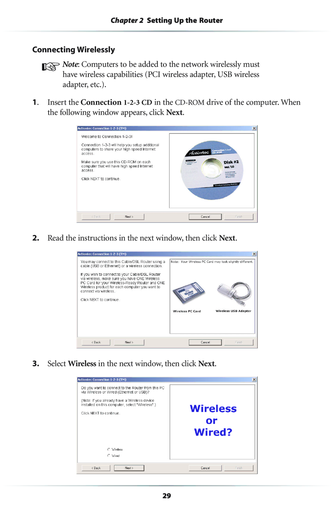 Actiontec electronic GEU404000-01 user manual Connecting Wirelessly 