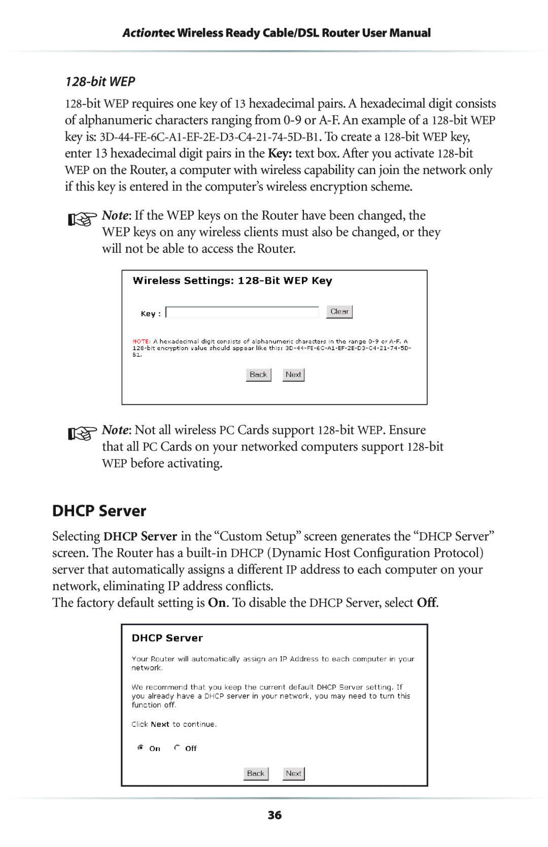 Actiontec electronic GEU404000-01 user manual Dhcp Server 