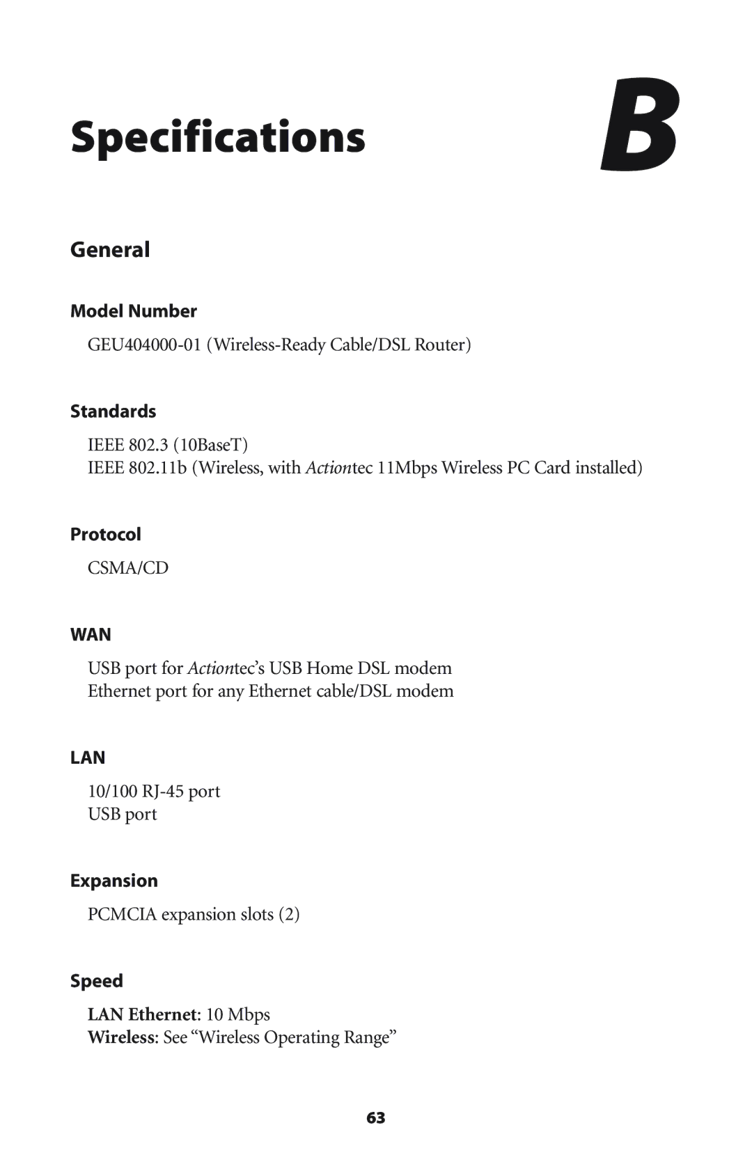 Actiontec electronic GEU404000-01 user manual General 