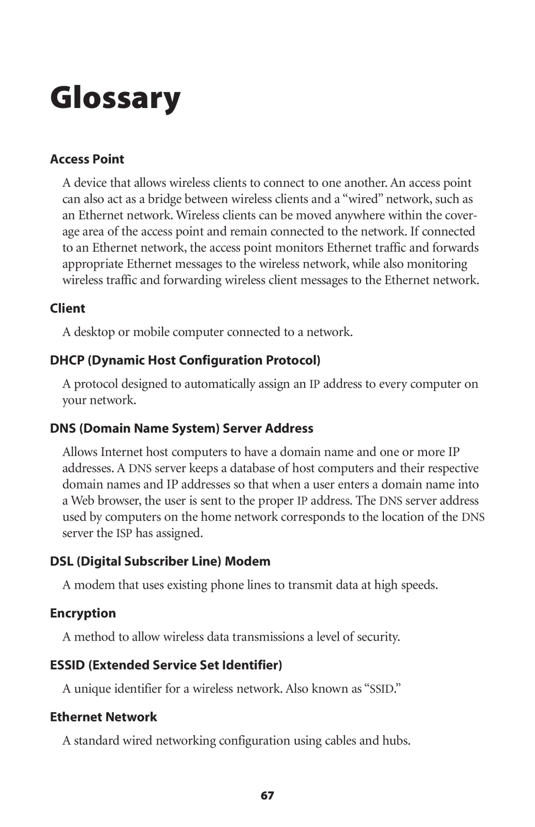 Actiontec electronic GEU404000-01 user manual Glossary 