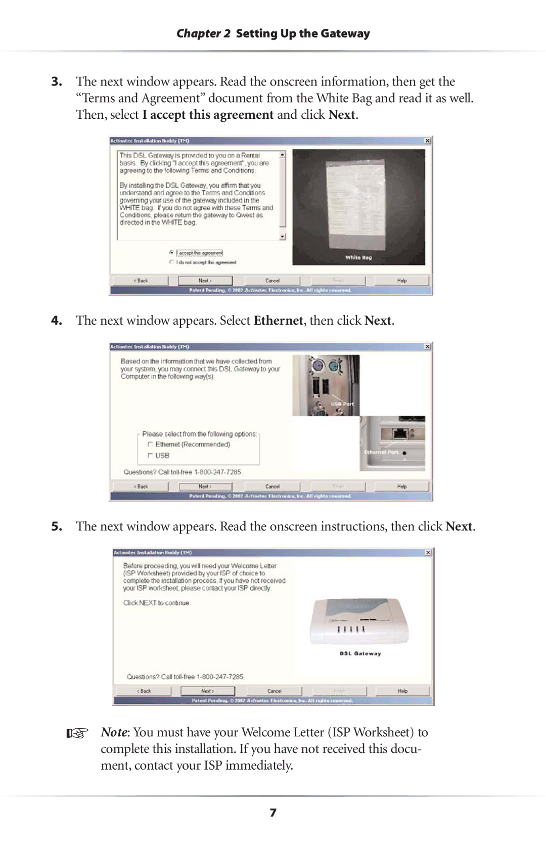 Actiontec electronic GS204AD9-01 user manual Setting Up the Gateway 