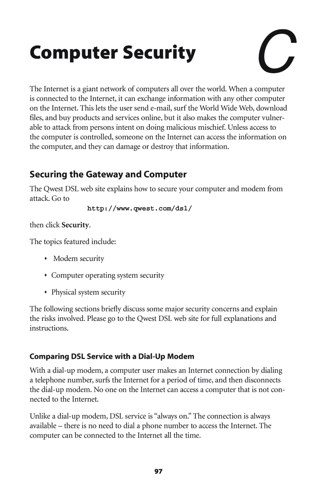 Actiontec electronic GS204AD9-01 user manual Computer Security 