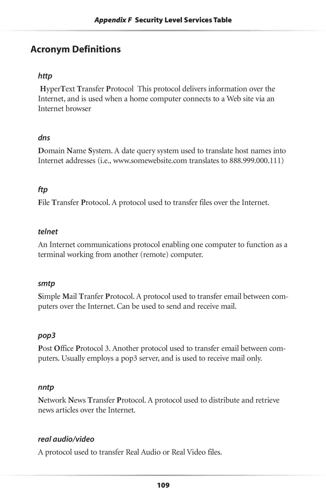 Actiontec electronic GS204AD9-01 user manual Acronym Definitions 