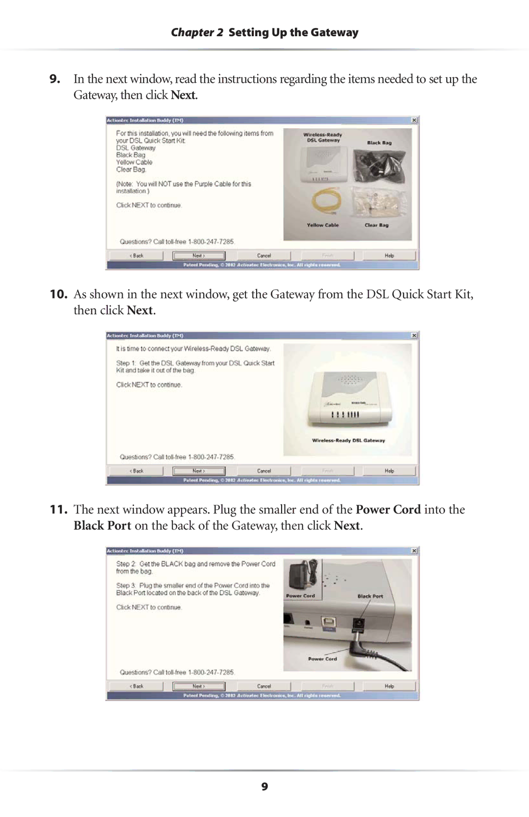 Actiontec electronic GS204AD9-01 user manual Setting Up the Gateway 