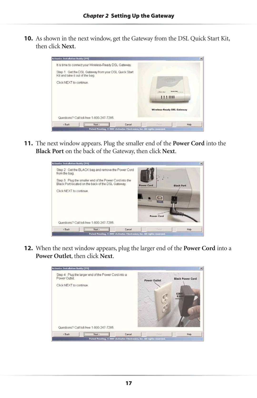 Actiontec electronic GS204AD9-01 user manual Setting Up the Gateway 