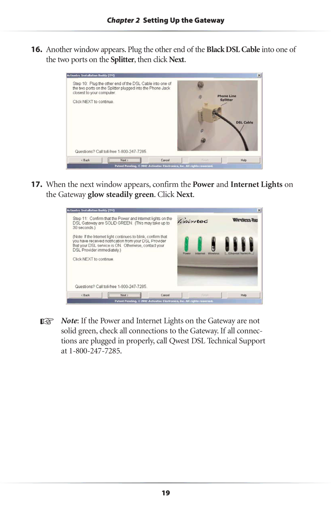 Actiontec electronic GS204AD9-01 user manual Setting Up the Gateway 