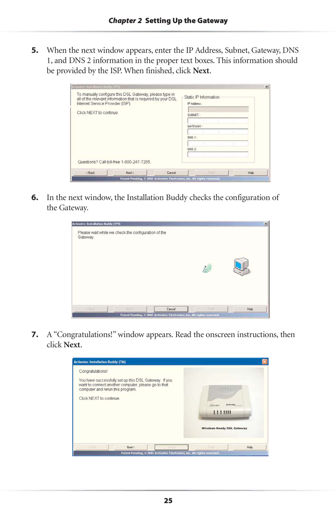 Actiontec electronic GS204AD9-01 user manual Setting Up the Gateway 