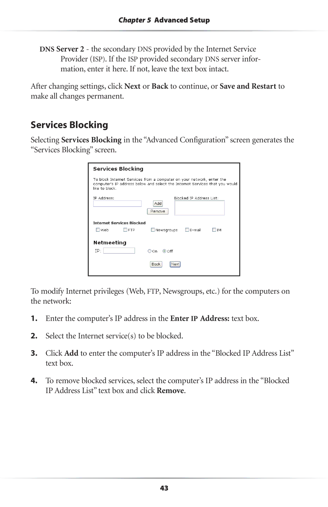 Actiontec electronic GS204AD9-01 user manual Services Blocking 