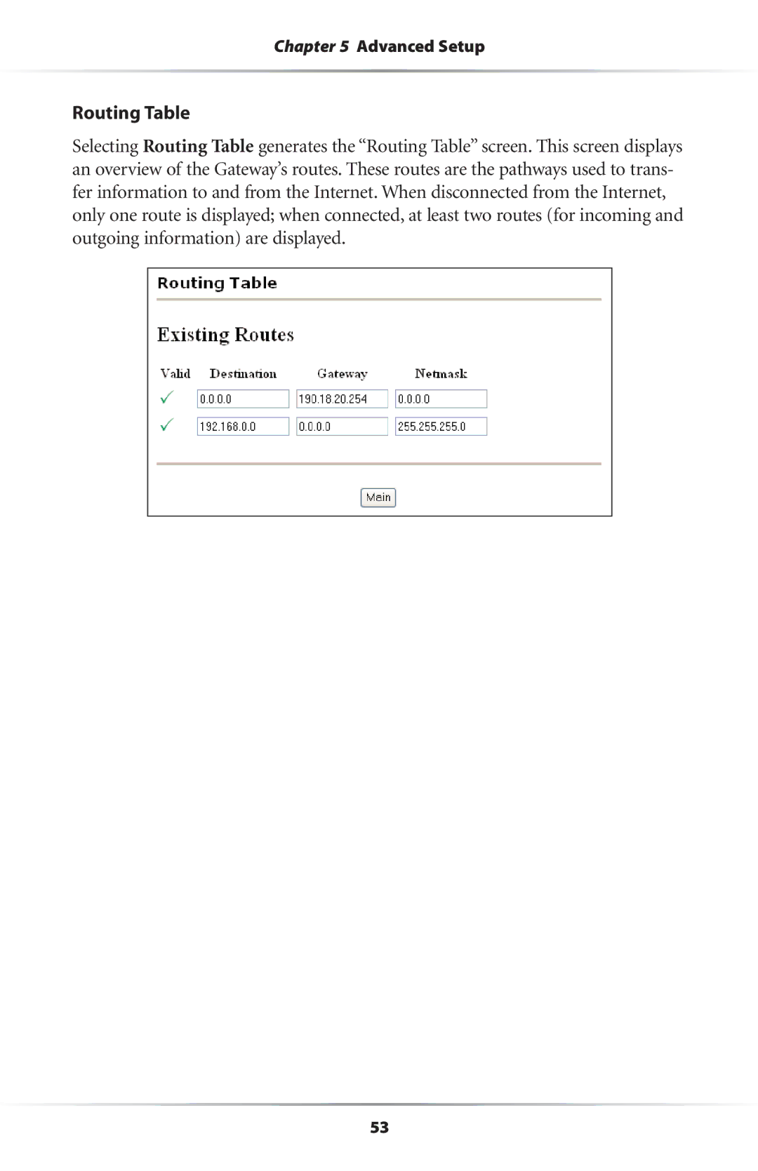 Actiontec electronic GS204AD9-01 user manual Routing Table 