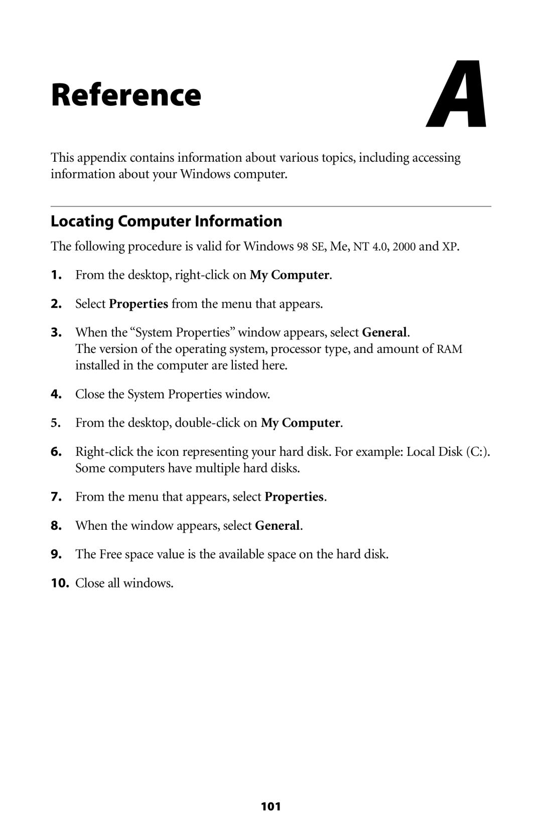 Actiontec electronic GT701-WG user manual Reference, Locating Computer Information 