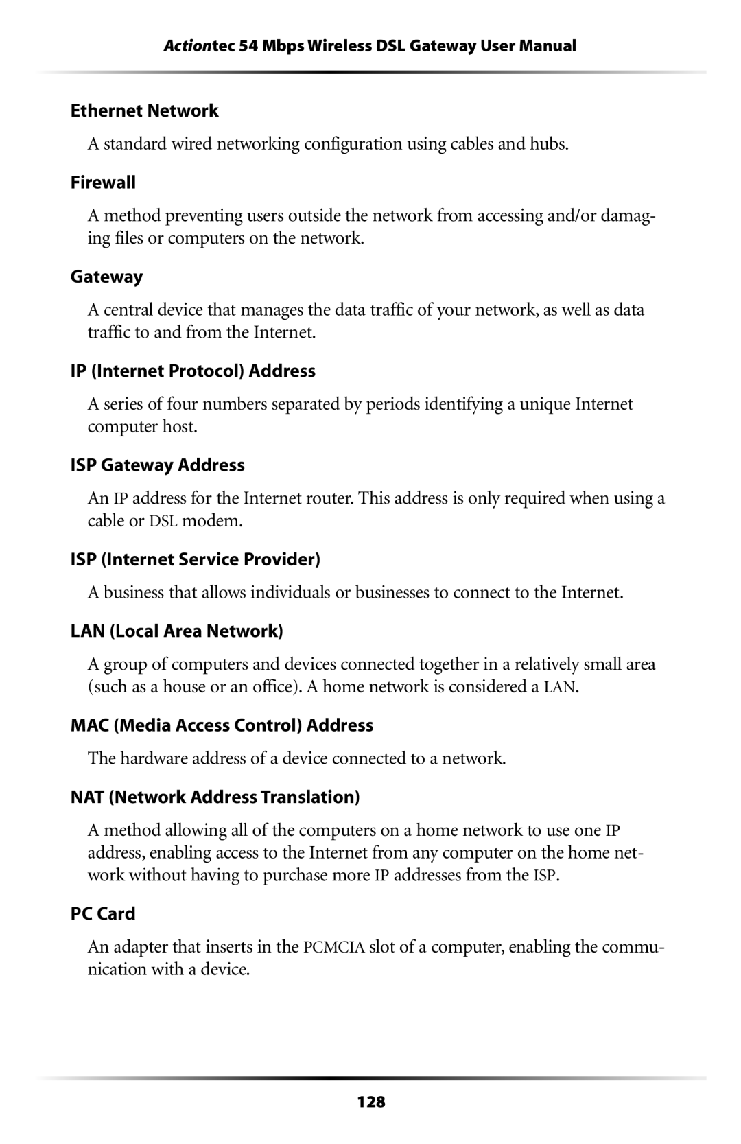 Actiontec electronic GT701-WG user manual 128 