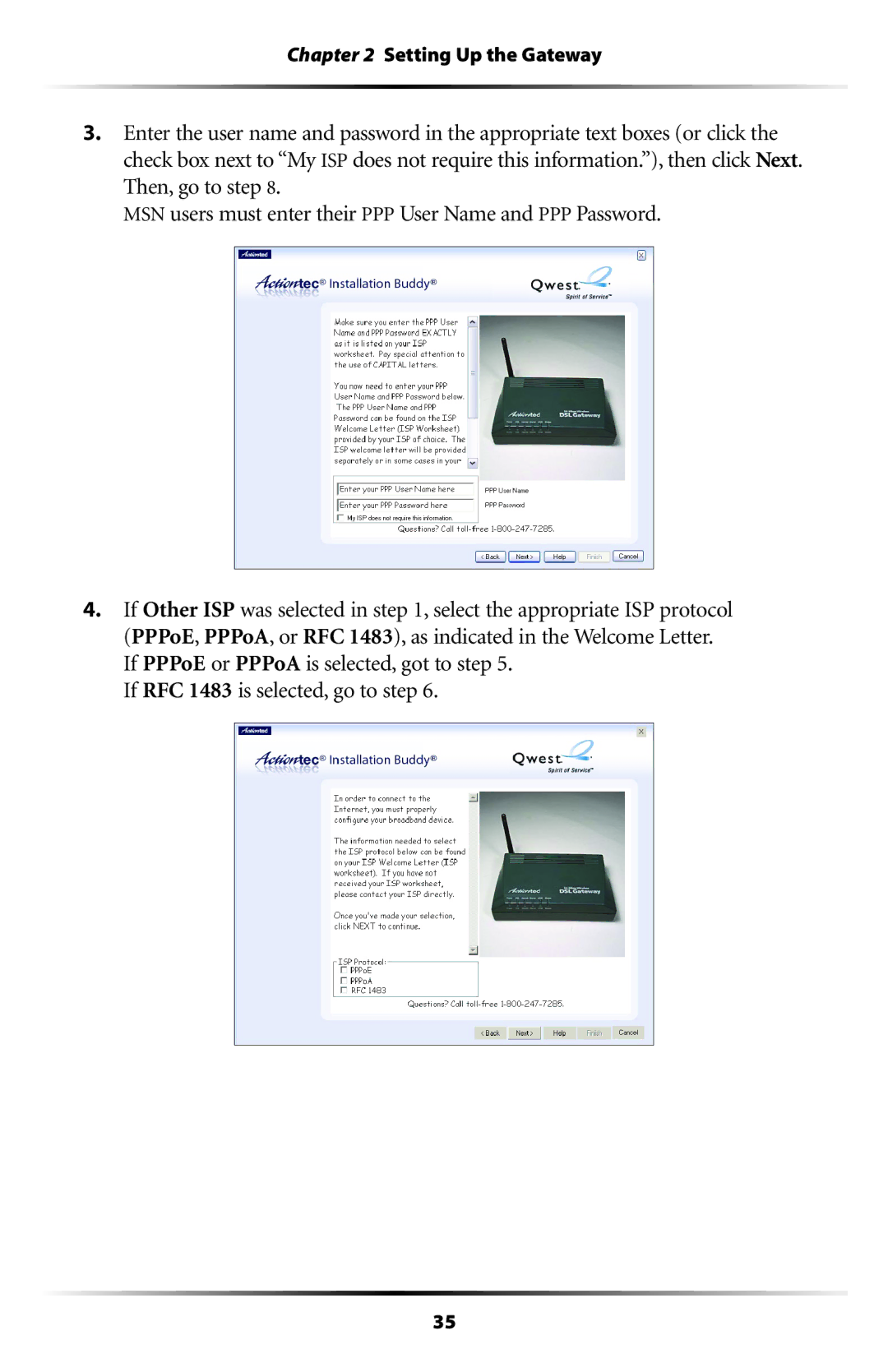 Actiontec electronic GT701-WG user manual Setting Up the Gateway 