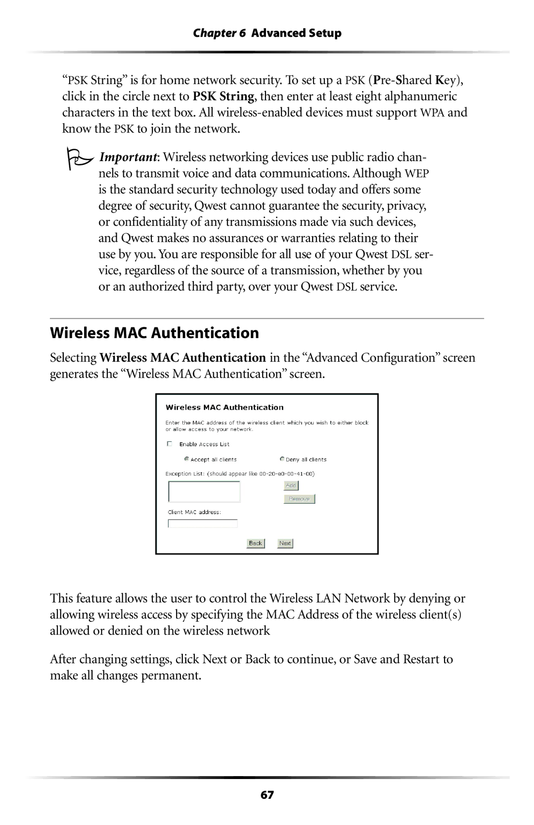 Actiontec electronic GT701-WG user manual Wireless MAC Authentication 