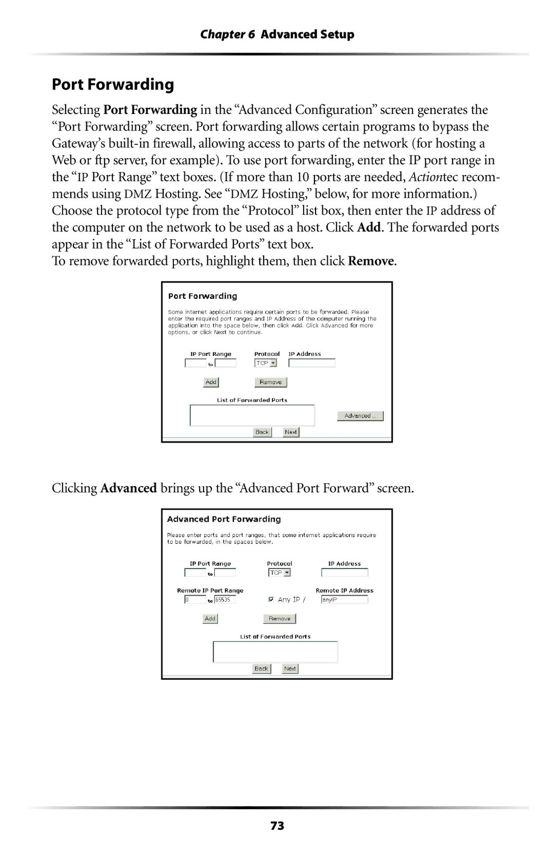 Actiontec electronic GT701-WG user manual Port Forwarding 