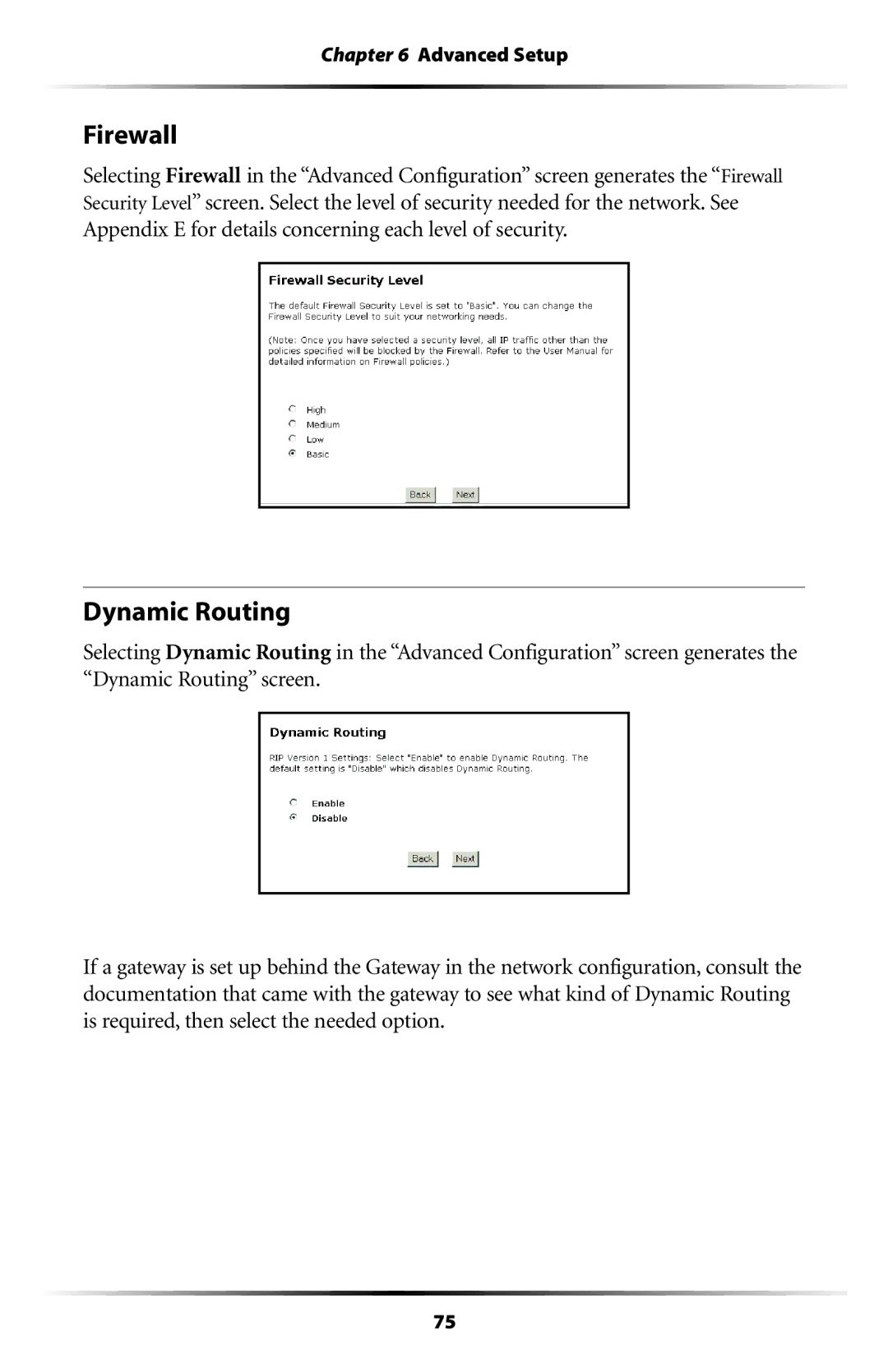 Actiontec electronic GT701-WG user manual Firewall, Dynamic Routing 