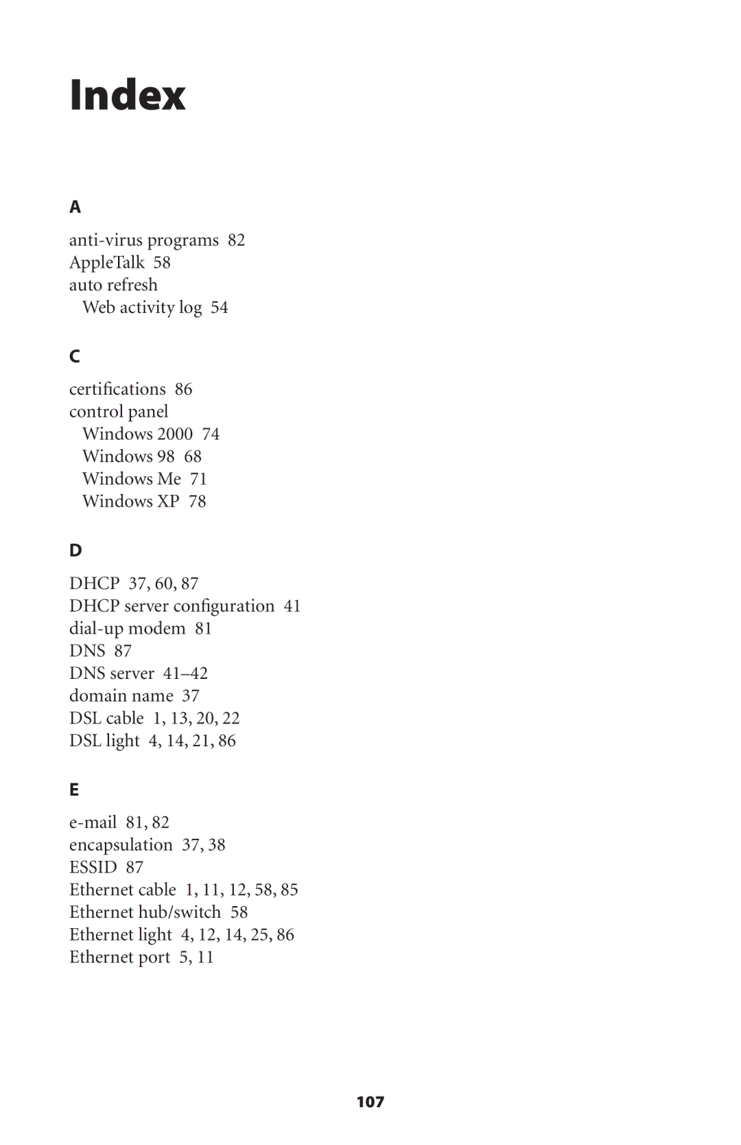 Actiontec electronic GT701 user manual Index 