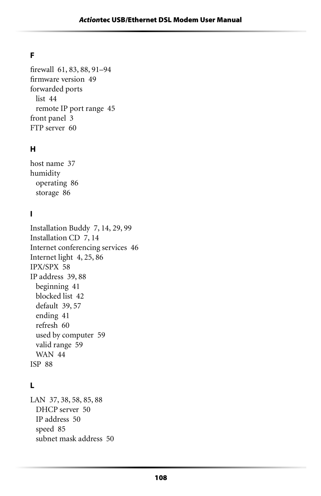 Actiontec electronic GT701 user manual 108 