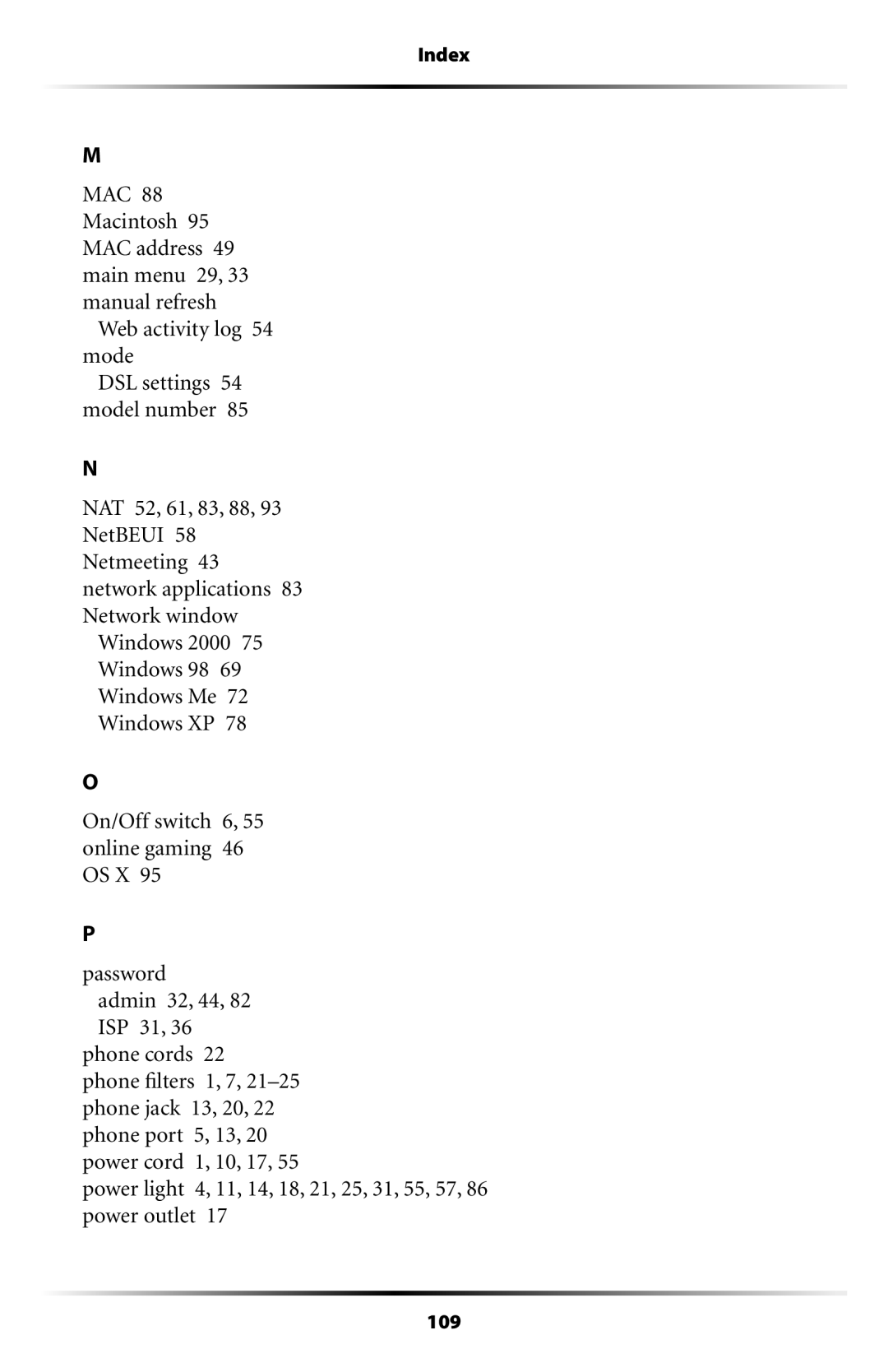 Actiontec electronic GT701 user manual Index 