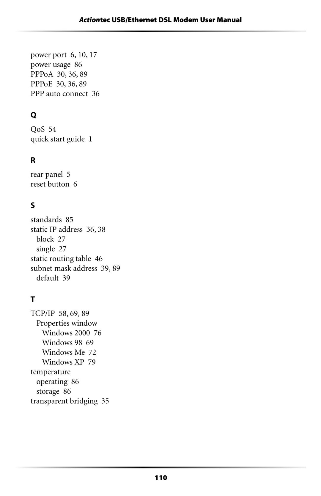 Actiontec electronic GT701 user manual 110 