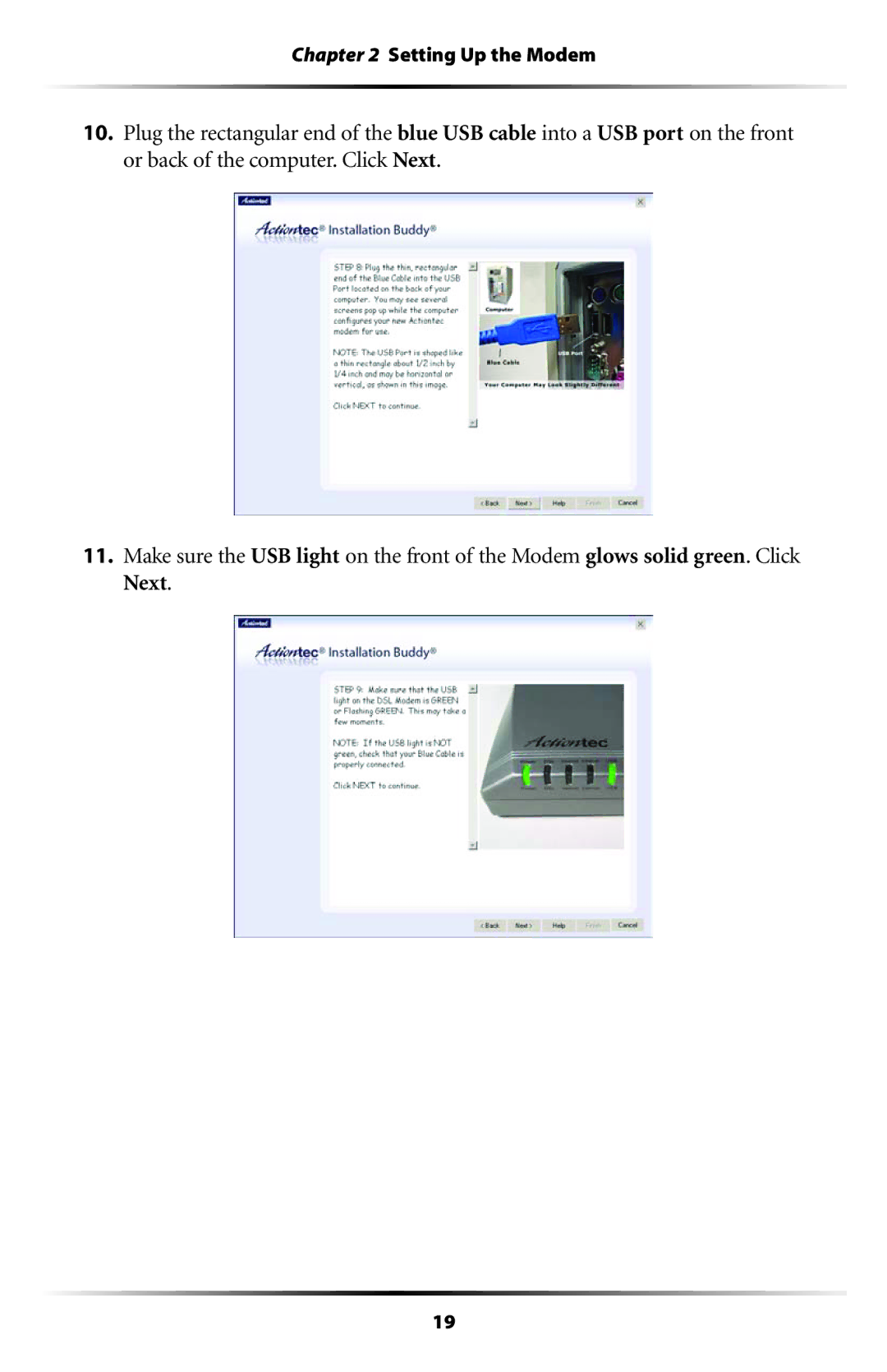 Actiontec electronic GT701 user manual Setting Up the Modem 