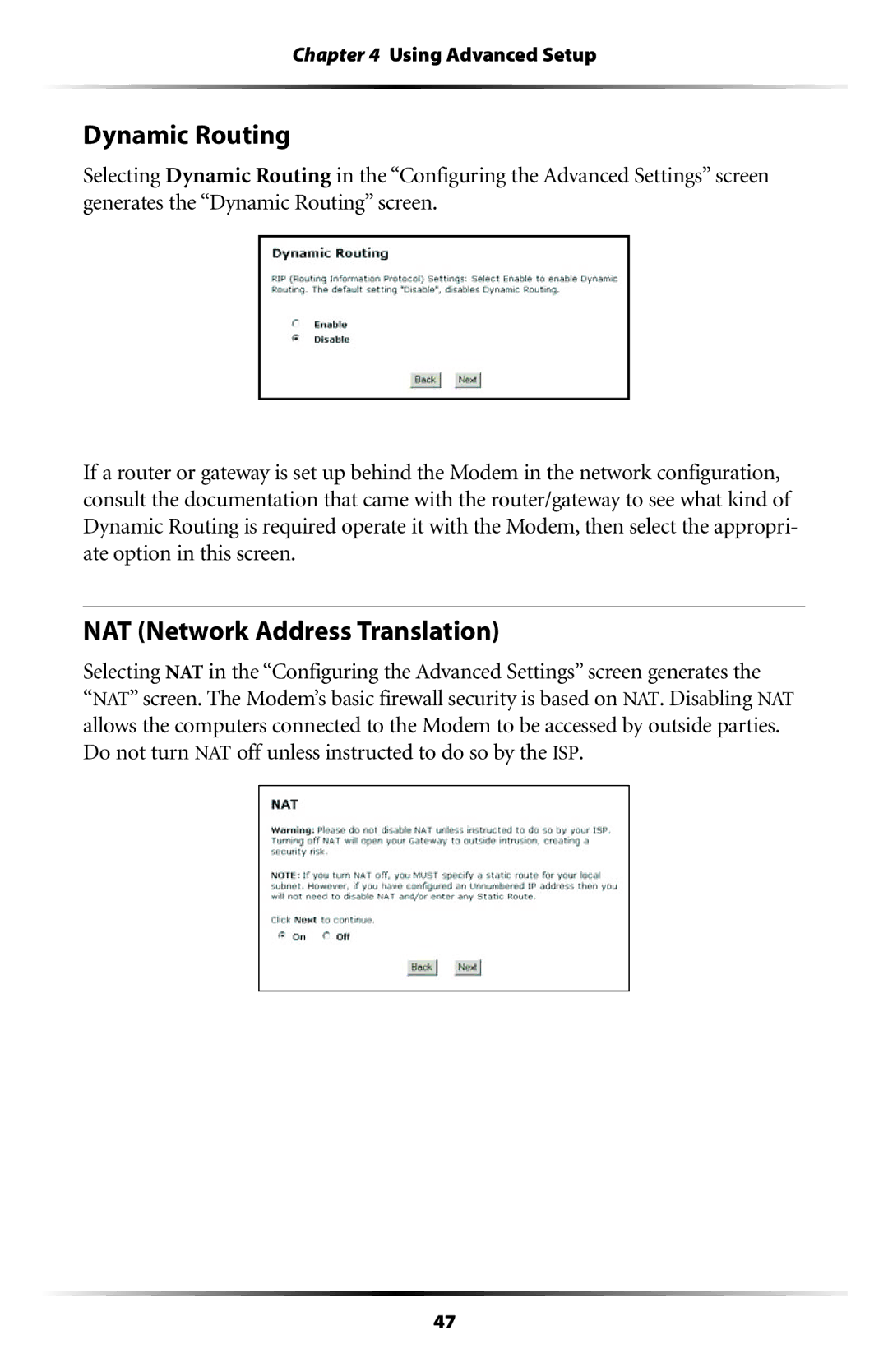 Actiontec electronic GT701 user manual Dynamic Routing, NAT Network Address Translation 