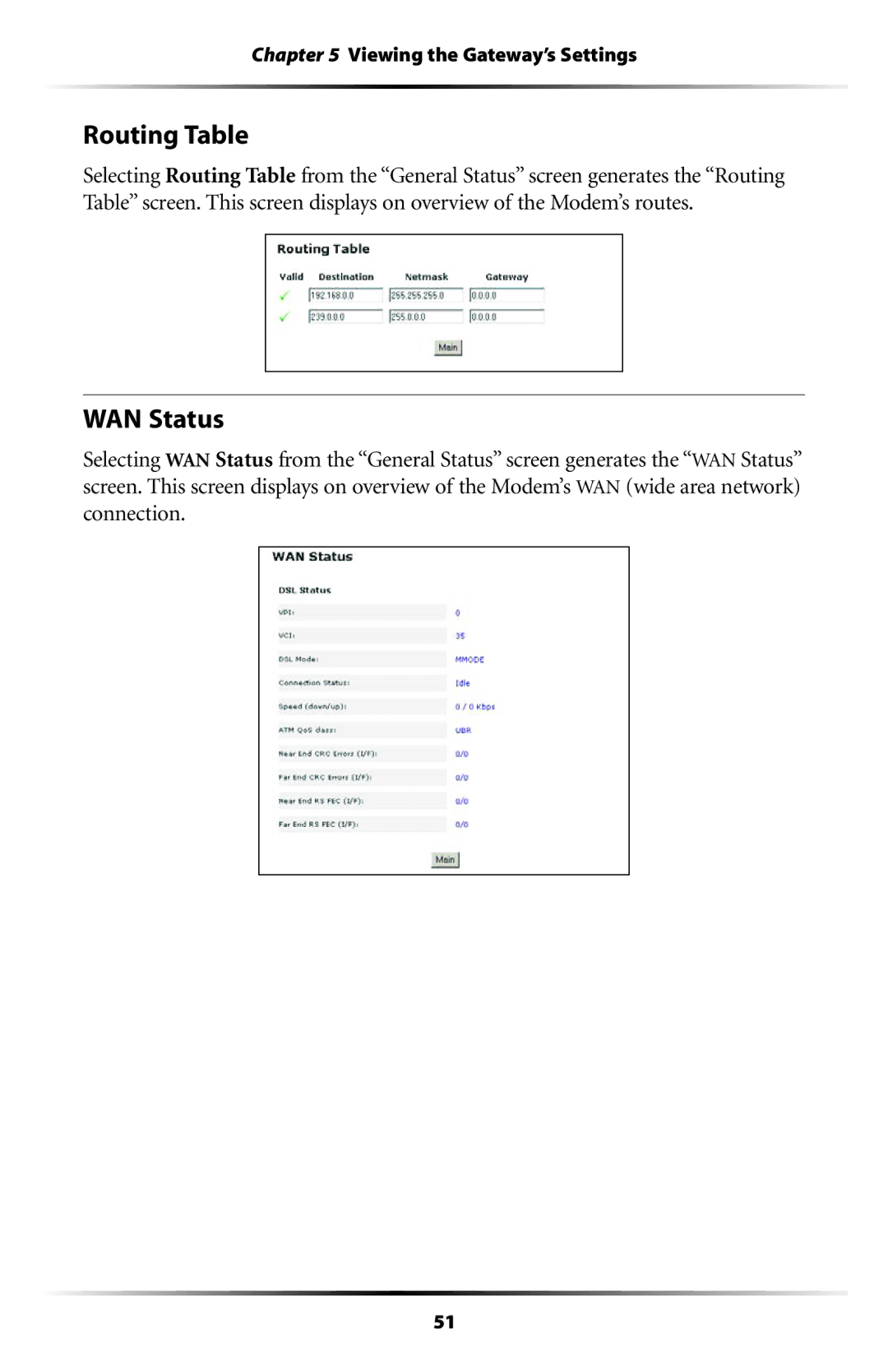 Actiontec electronic GT701 user manual Routing Table, WAN Status 