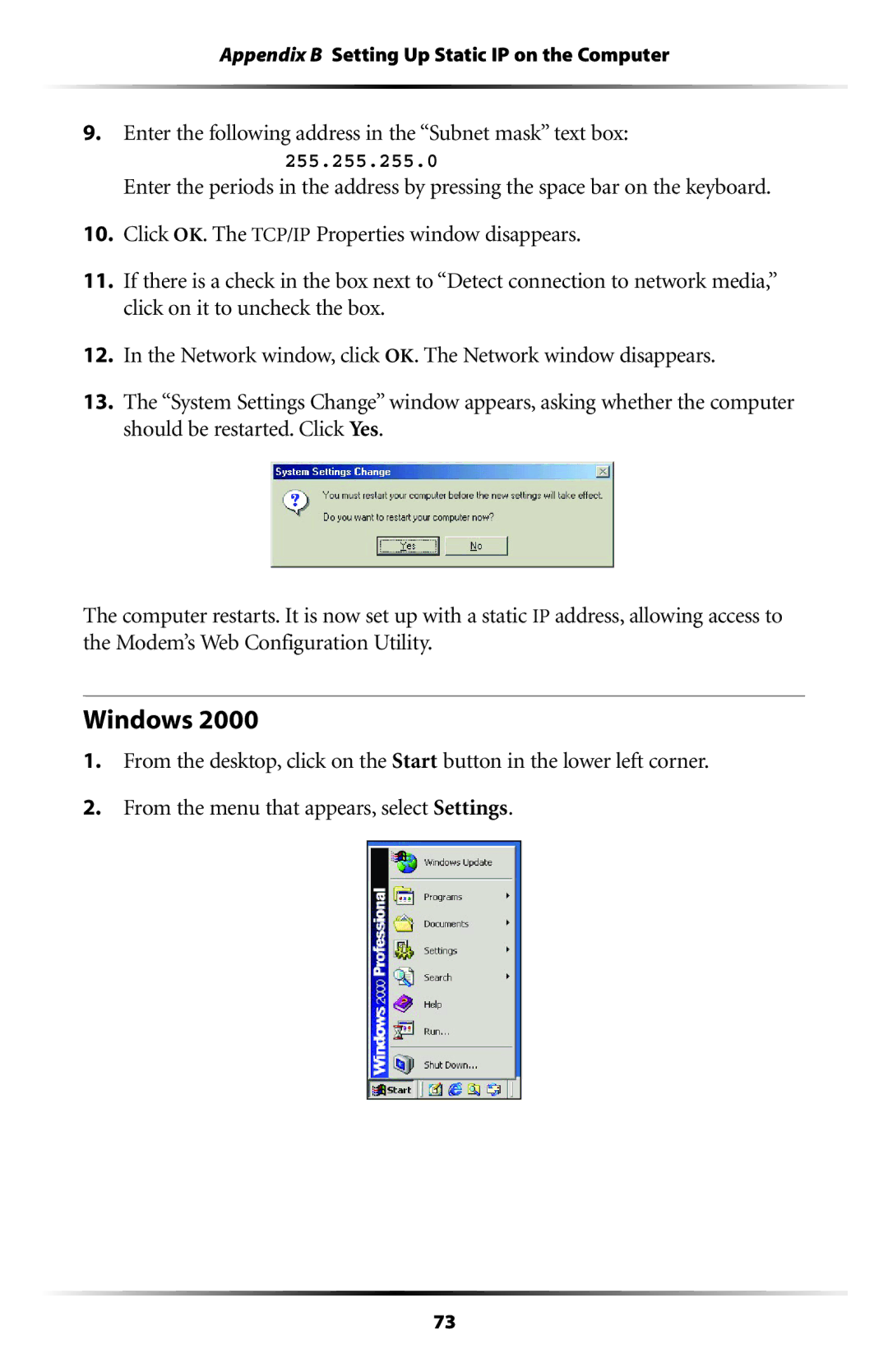 Actiontec electronic GT701 user manual Windows, Enter the following address in the Subnet mask text box 