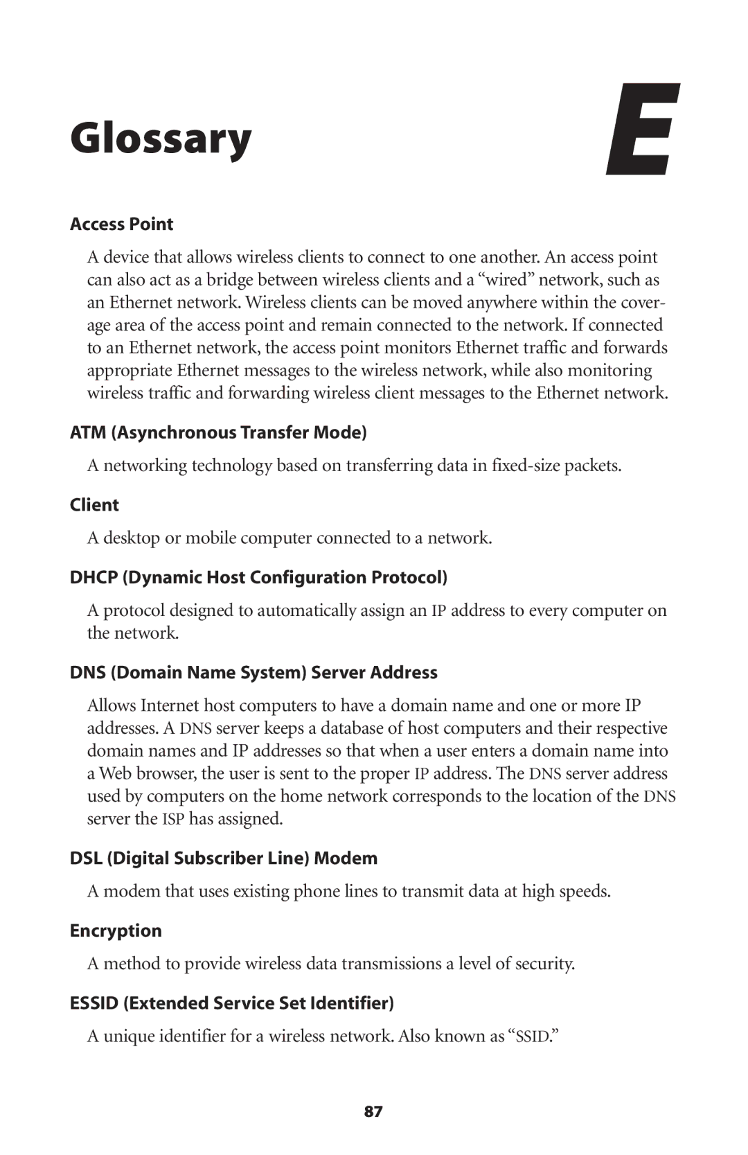 Actiontec electronic GT701 user manual Glossary, Access Point 