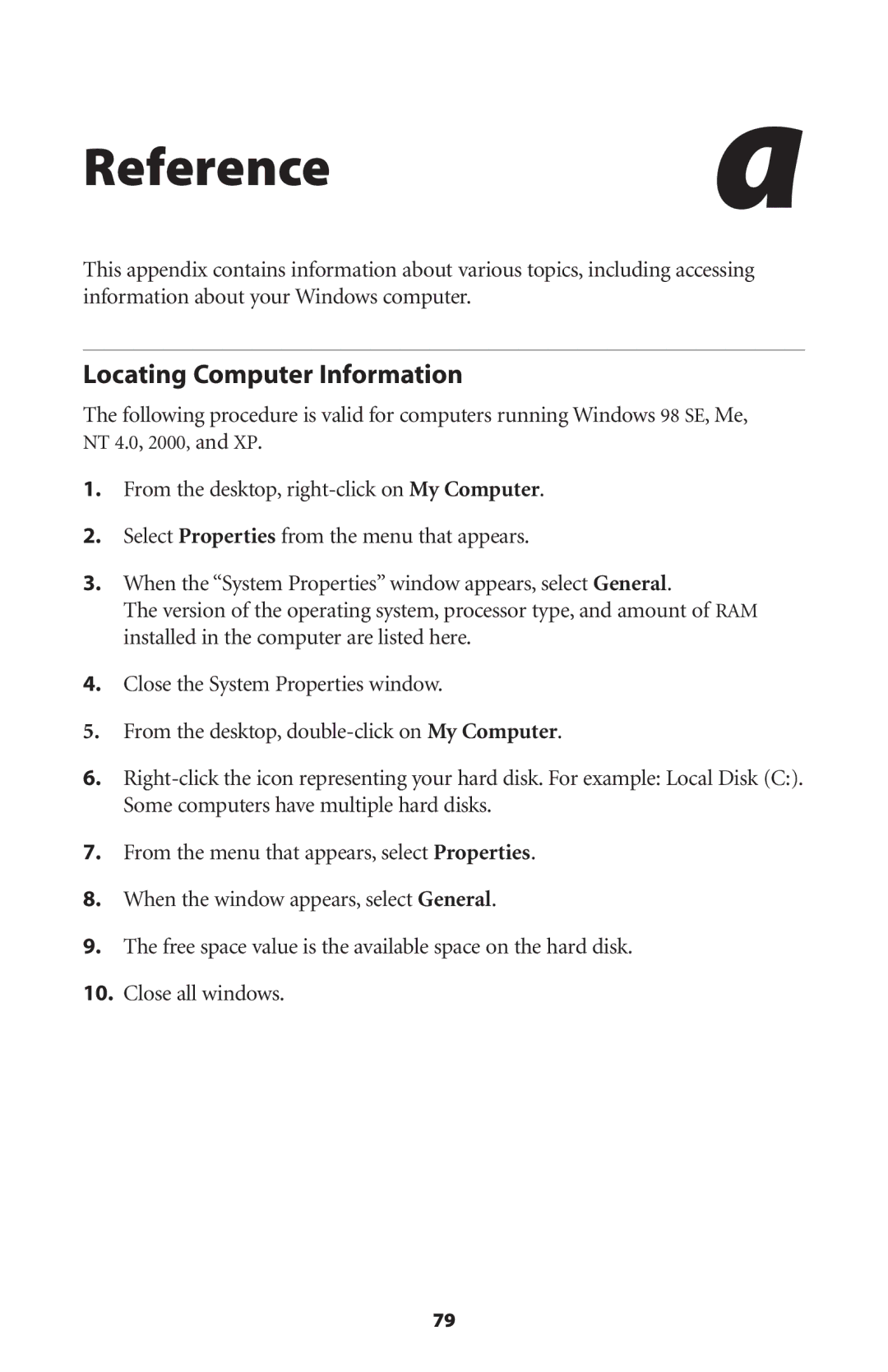 Actiontec electronic GT701A user manual Reference, Locating Computer Information 