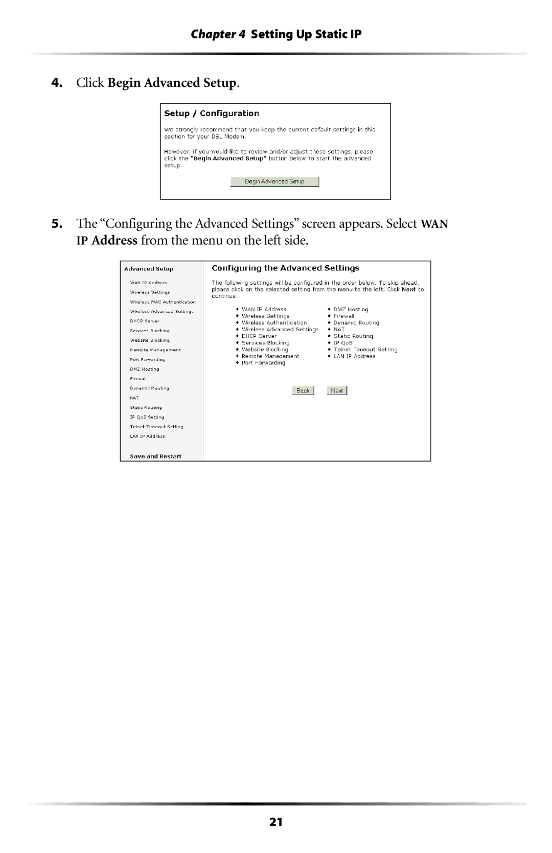 Actiontec electronic GT701WG-QW04 user manual Setting Up Static IP 