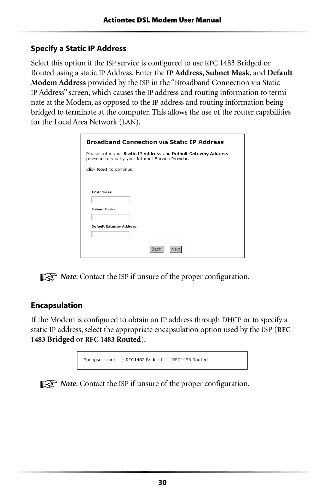 Actiontec electronic GT701WG-QW04 user manual Specify a Static IP Address 